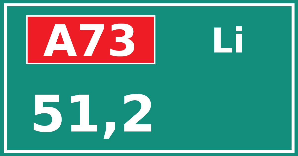 Hectometerbord A73 51,2 zijde Li