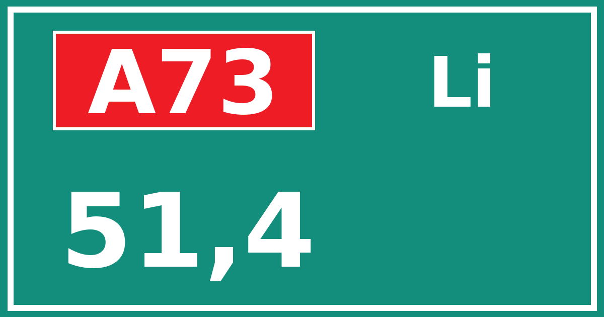 Hectometerbord A73 51,4 zijde Li