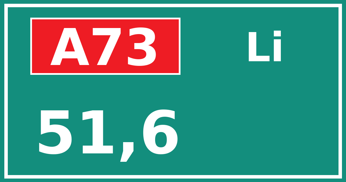 Hectometerbord A73 51,6 zijde Li