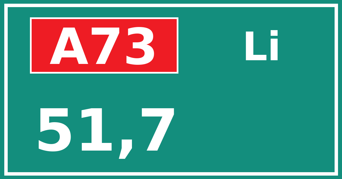 Hectometerbord A73 51,7 zijde Li