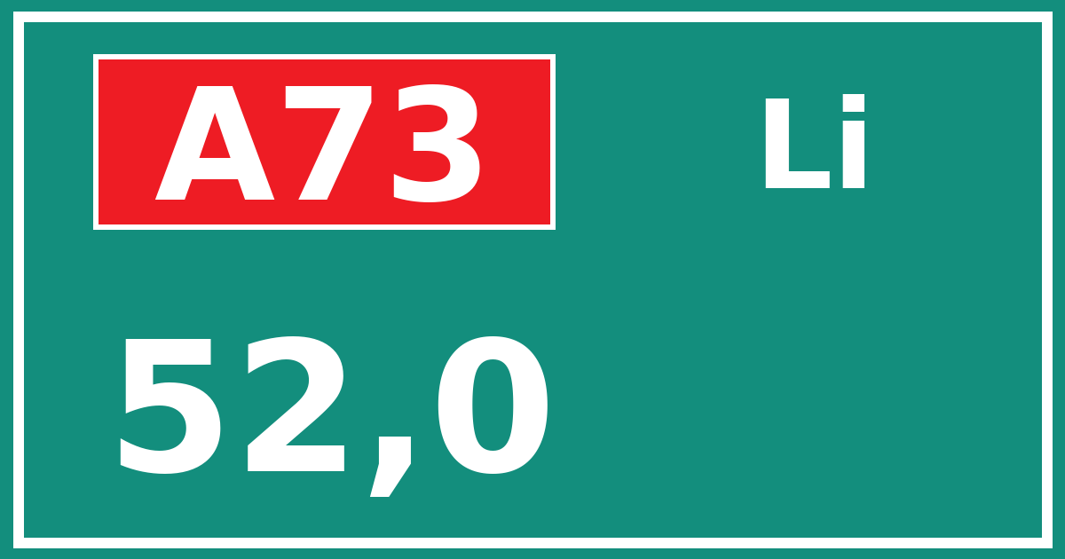 Hectometerbord A73 52,0 zijde Li