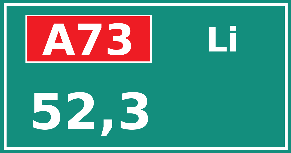Hectometerbord A73 52,3 zijde Li