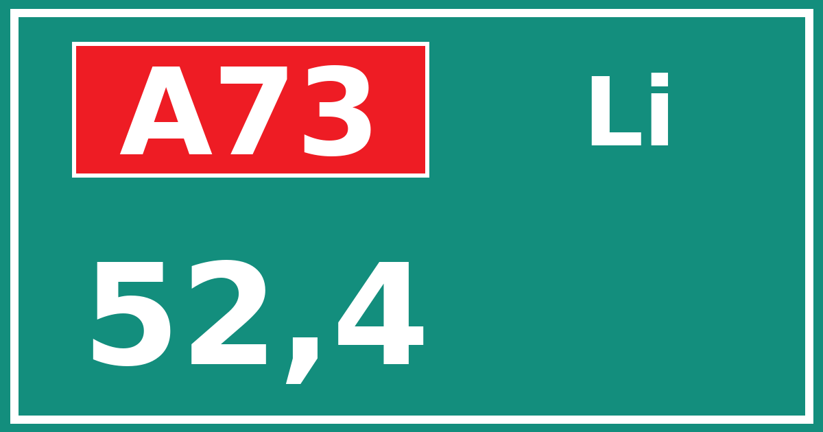 Hectometerbord A73 52,4 zijde Li