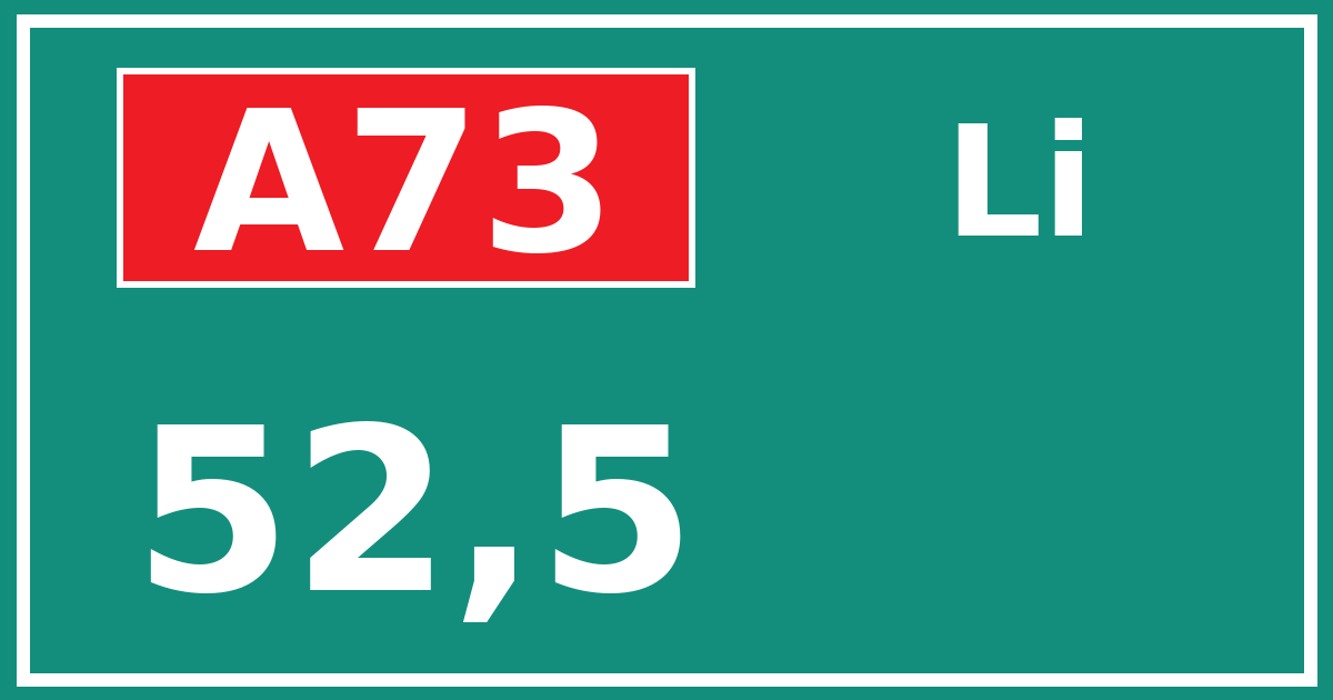 Hectometerbord A73 52,5 zijde Li