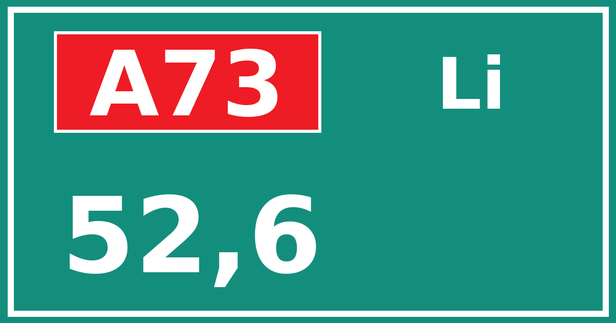 Hectometerbord A73 52,6 zijde Li