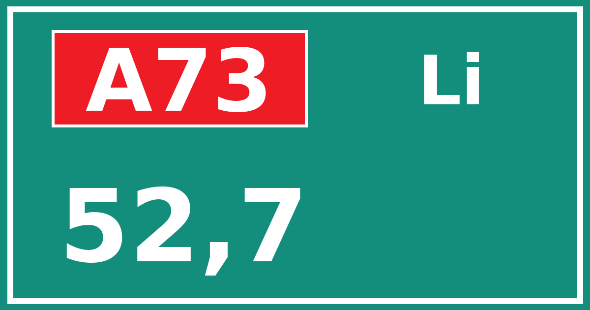 Hectometerbord A73 52,7 zijde Li