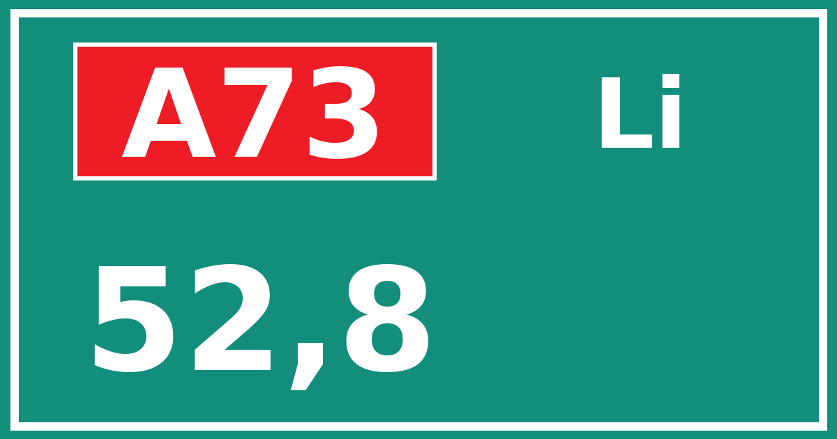 Hectometerbord A73 52,8 zijde Li
