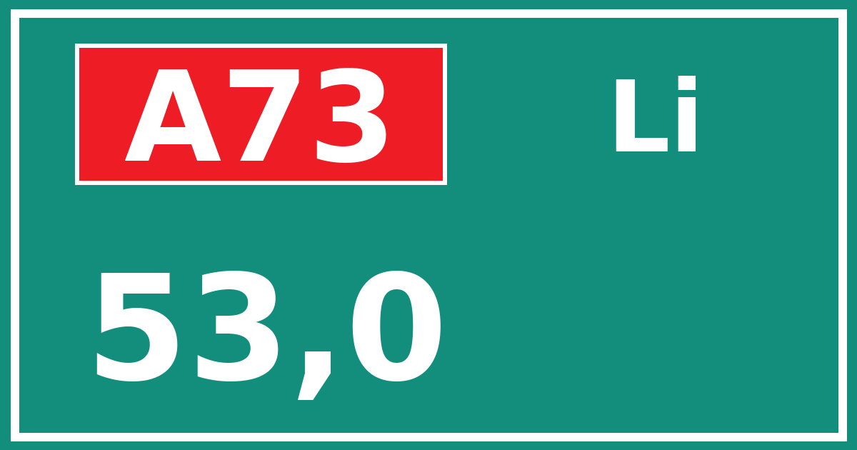 Hectometerbord A73 53,0 zijde Li