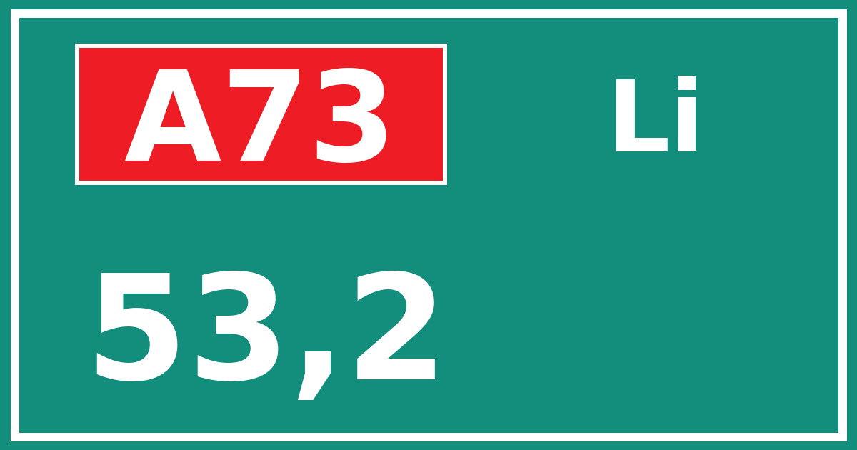 Hectometerbord A73 53,2 zijde Li