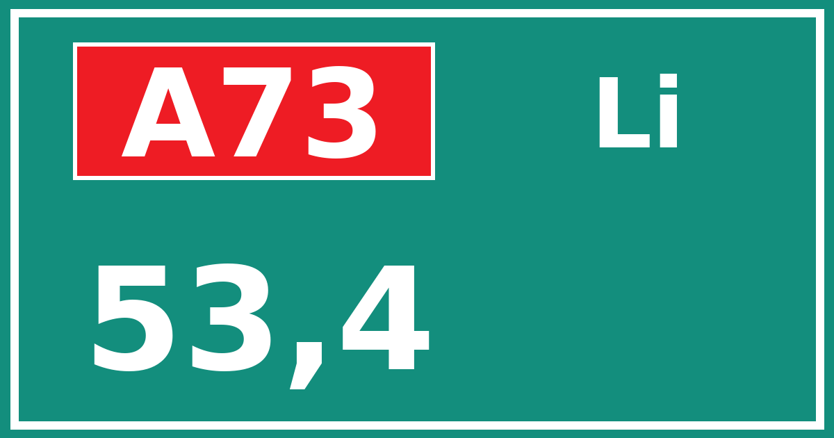 Hectometerbord A73 53,4 zijde Li