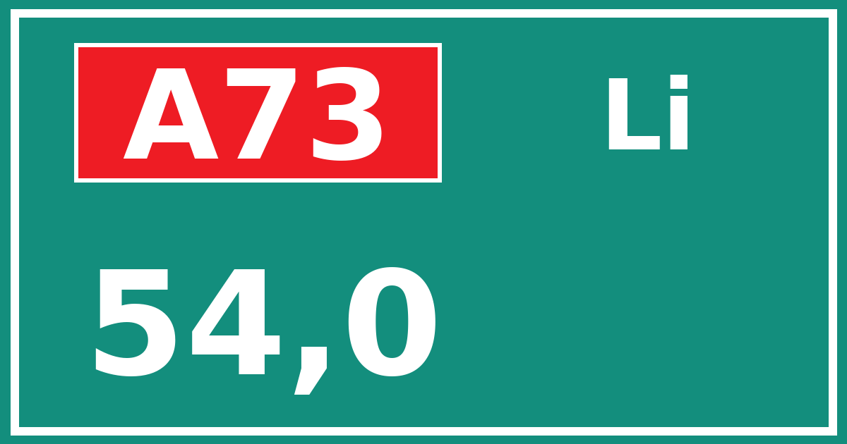 Hectometerbord A73 54,0 zijde Li