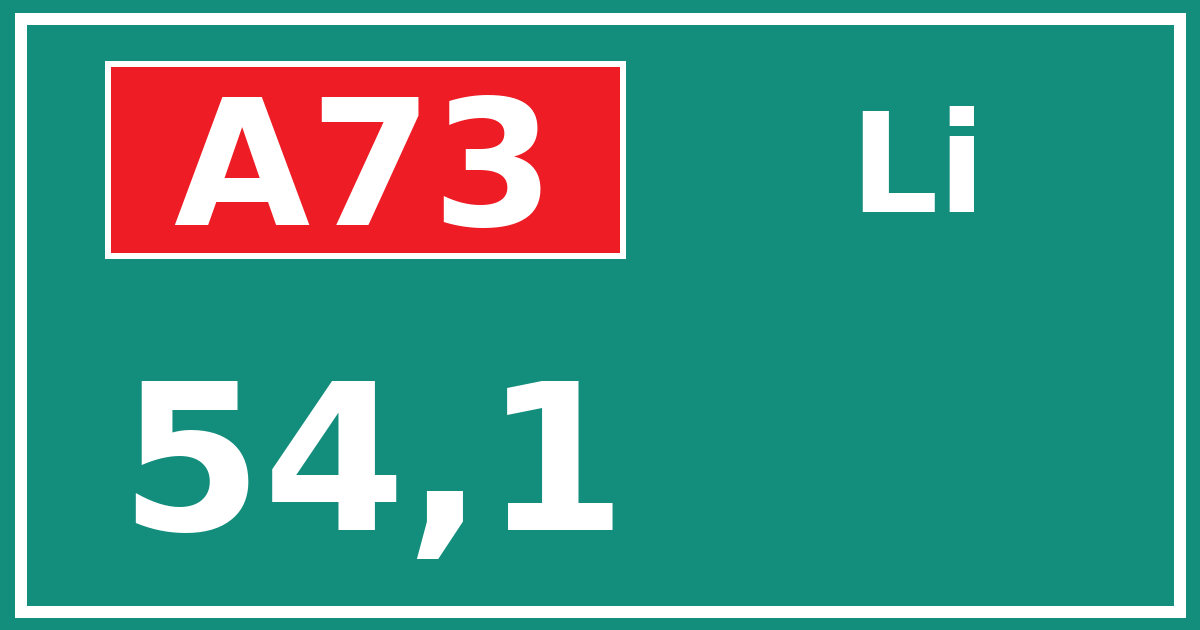 Hectometerbord A73 54,1 zijde Li