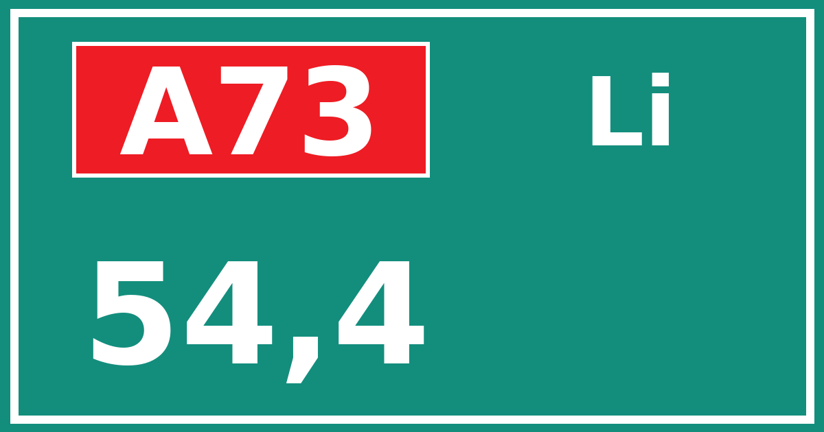 Hectometerbord A73 54,4 zijde Li