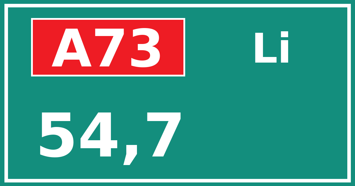 Hectometerbord A73 54,7 zijde Li