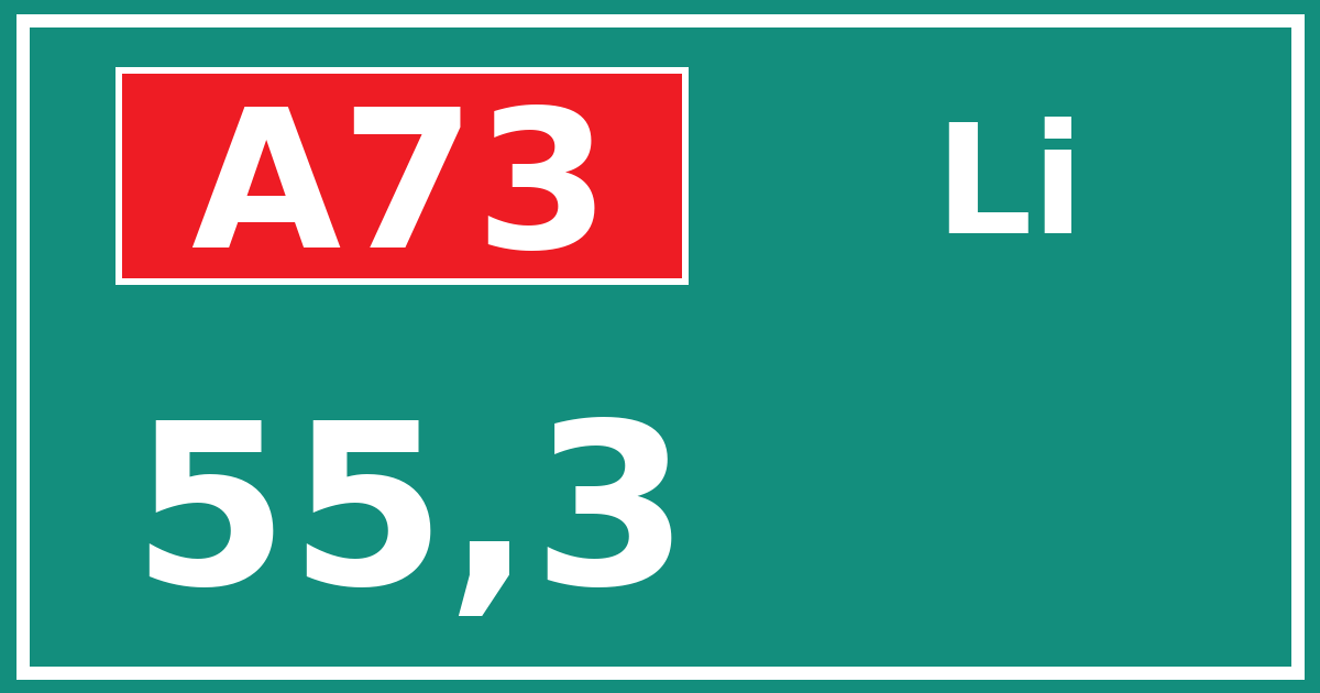 Hectometerbord A73 55,3 zijde Li
