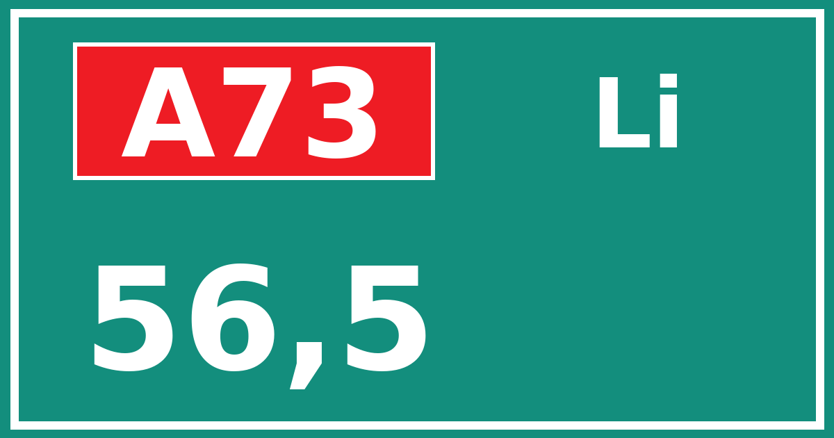 Hectometerbord A73 56,5 zijde Li