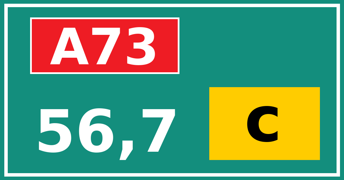 Hectometerbord A73 56,7 letter c