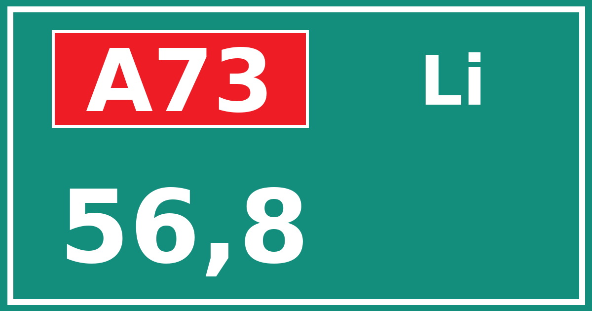 Hectometerbord A73 56,8 zijde Li