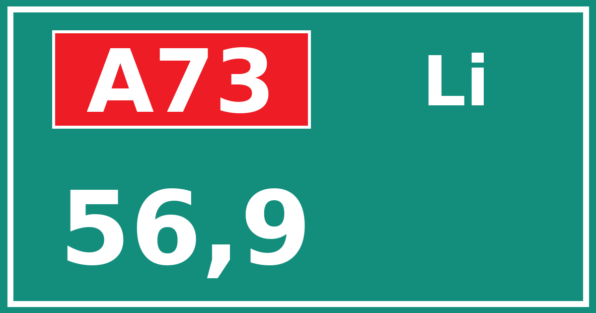 Hectometerbord A73 56,9 zijde Li