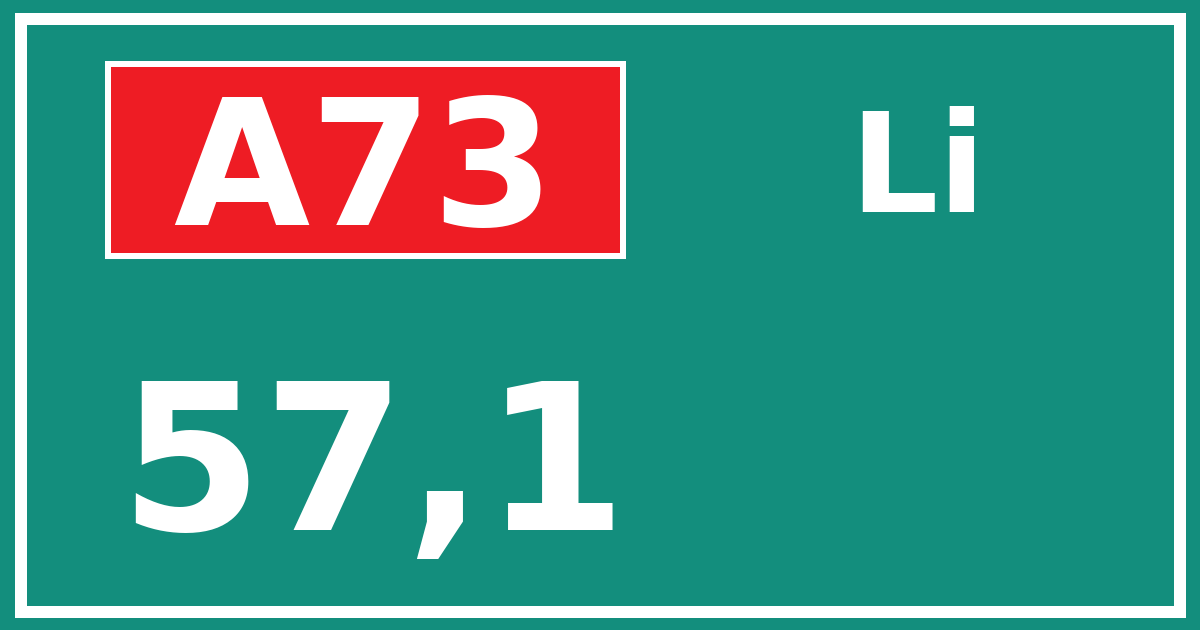 Hectometerbord A73 57,1 zijde Li