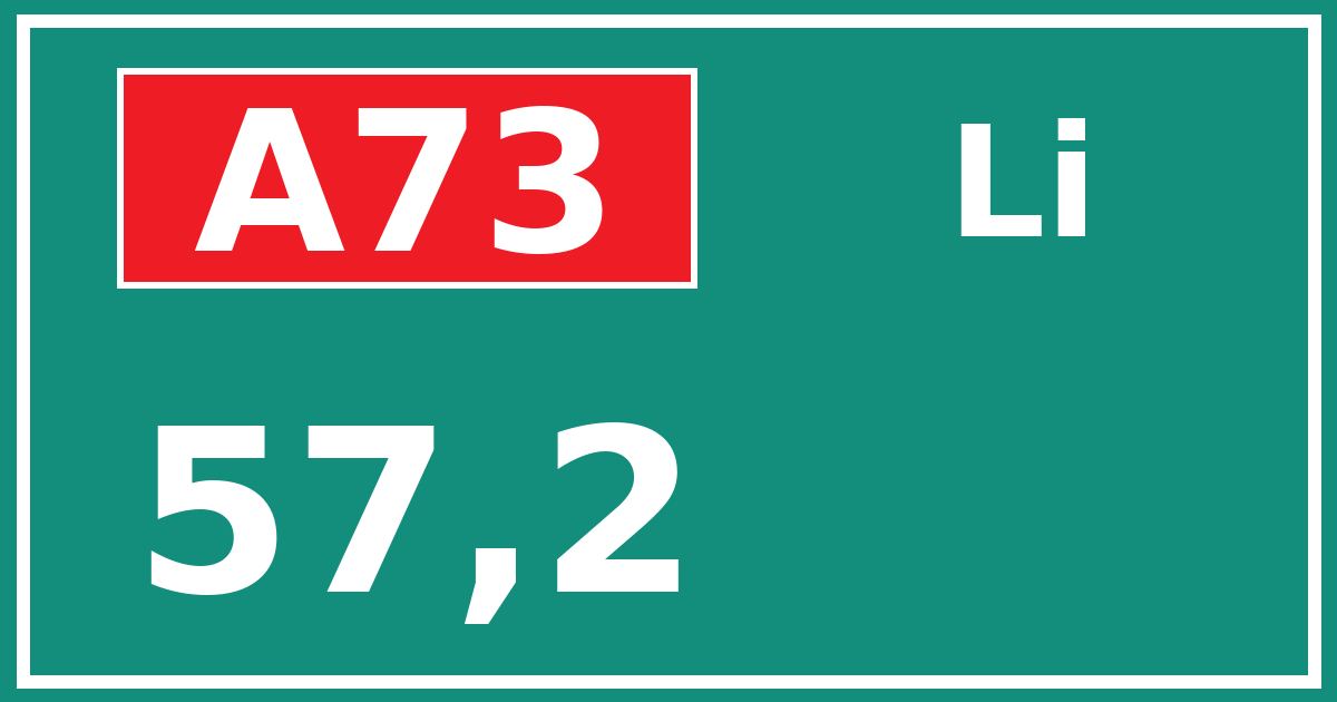 Hectometerbord A73 57,2 zijde Li