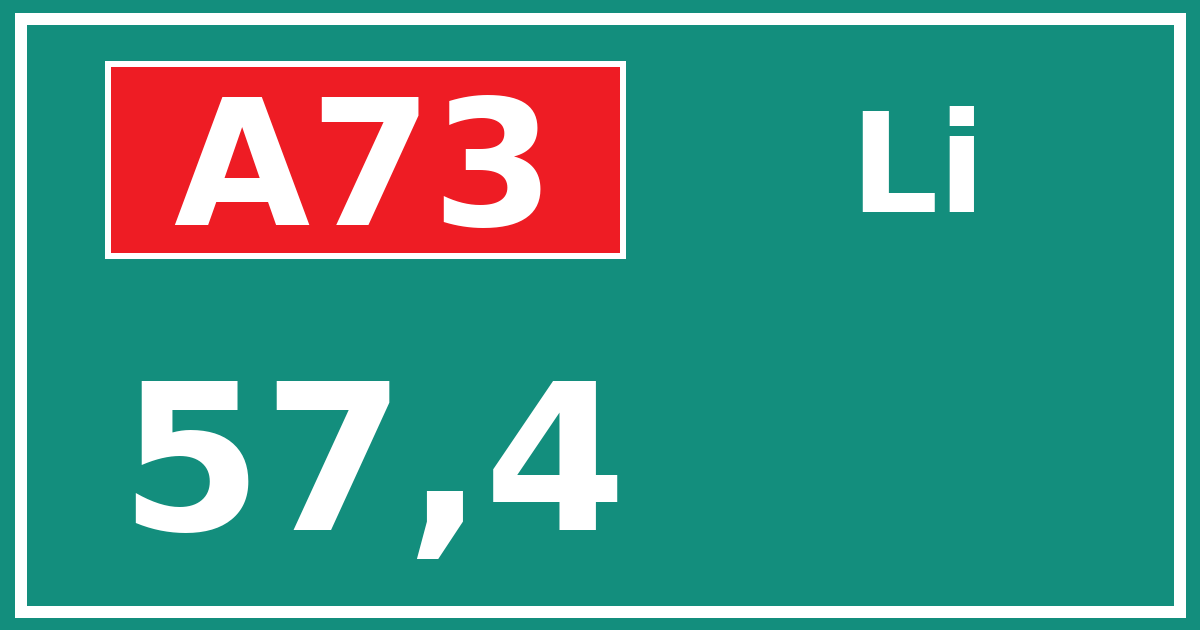 Hectometerbord A73 57,4 zijde Li