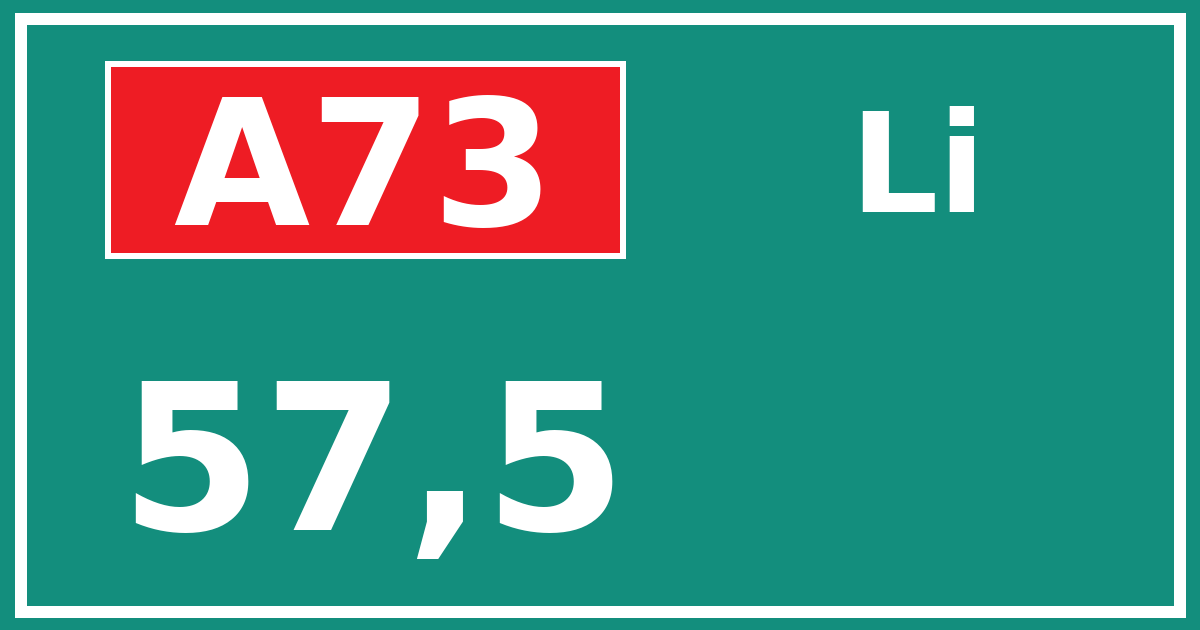 Hectometerbord A73 57,5 zijde Li