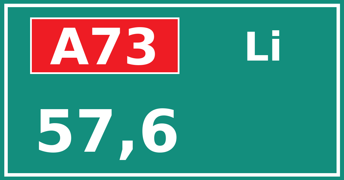 Hectometerbord A73 57,6 zijde Li
