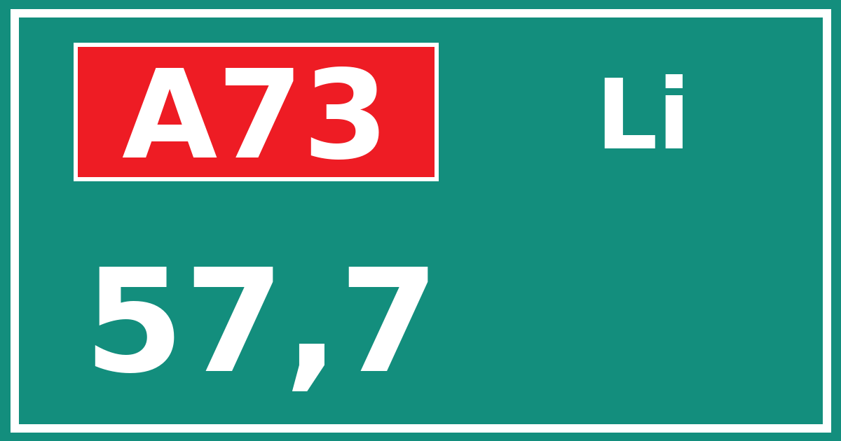 Hectometerbord A73 57,7 zijde Li