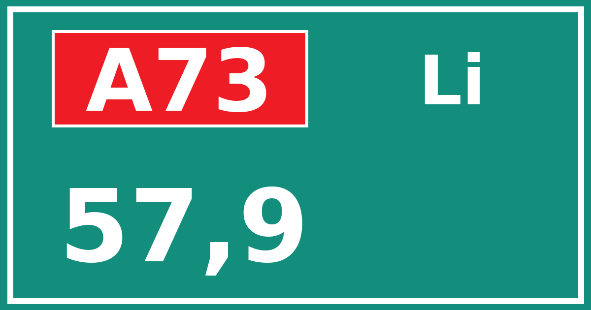 Hectometerbord A73 57,9 zijde Li
