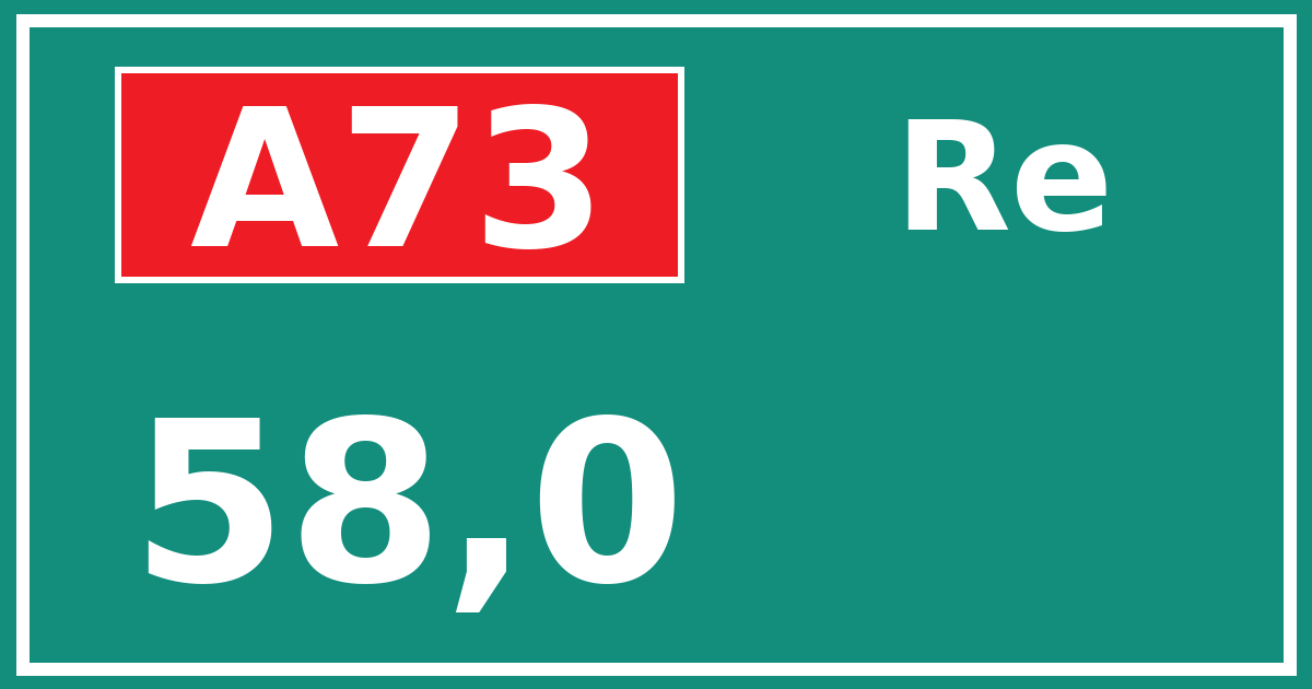 Hectometerbord A73 58,0 zijde Re
