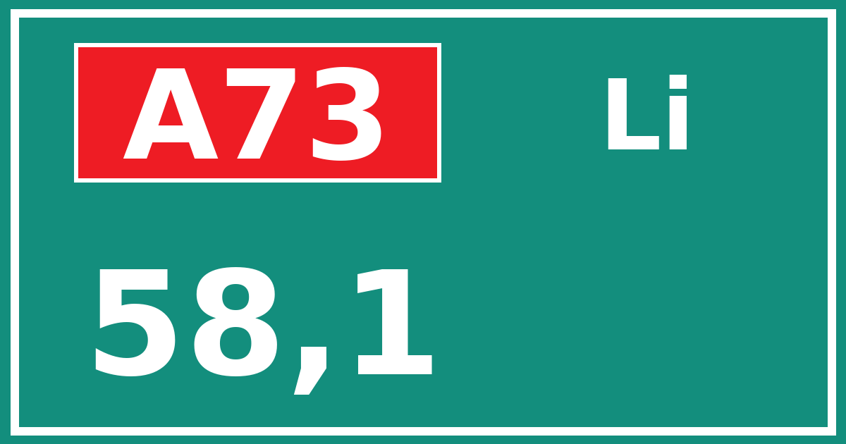 Hectometerbord A73 58,1 zijde Li