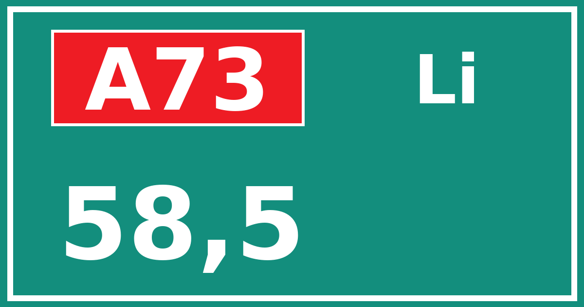 Hectometerbord A73 58,5 zijde Li