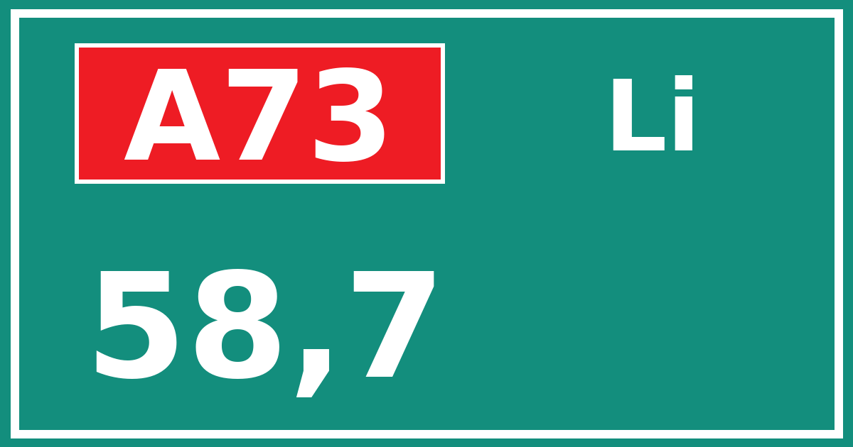Hectometerbord A73 58,7 zijde Li