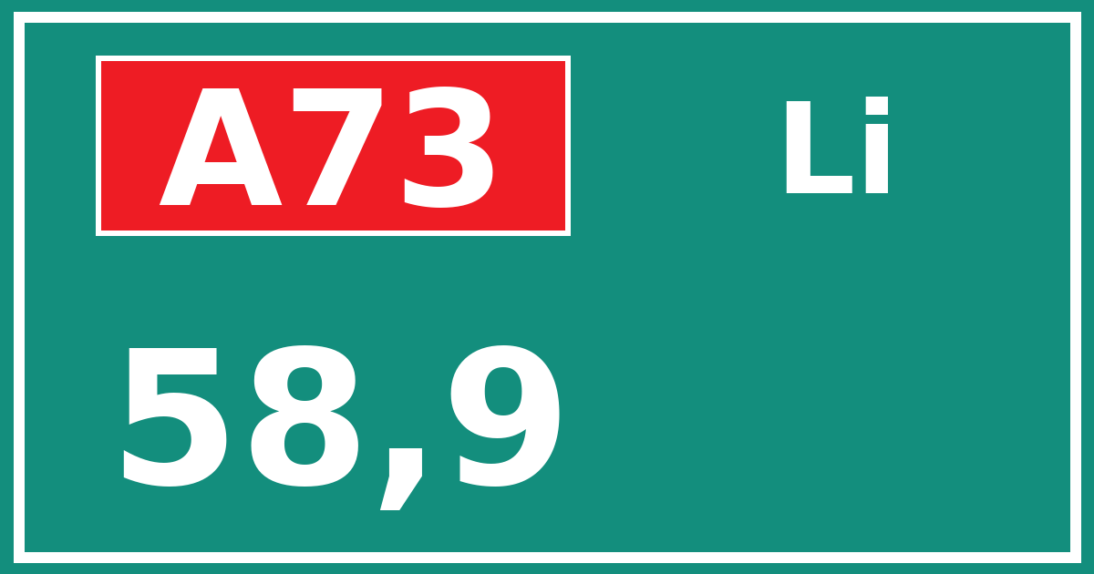 Hectometerbord A73 58,9 zijde Li