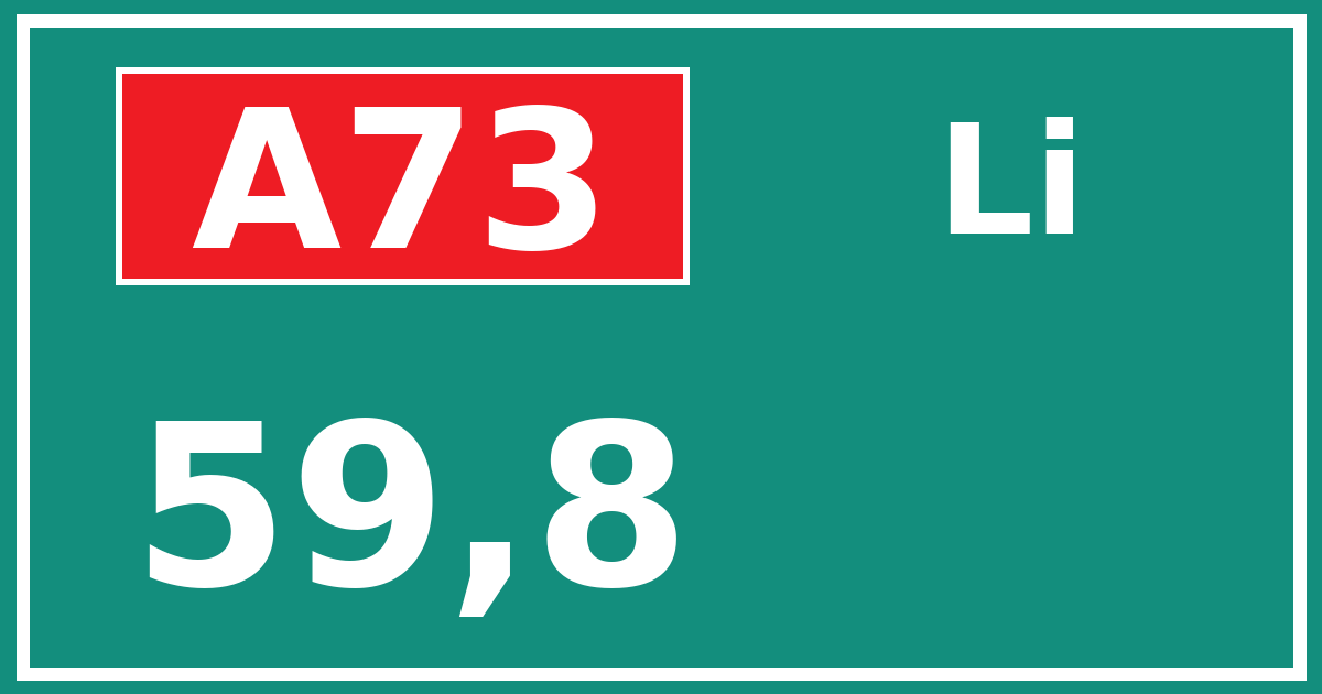 Hectometerbord A73 59,8 zijde Li