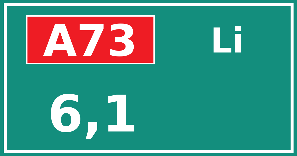 Hectometerbord A73 6,1 zijde Li