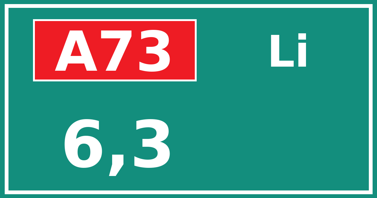 Hectometerbord A73 6,3 zijde Li