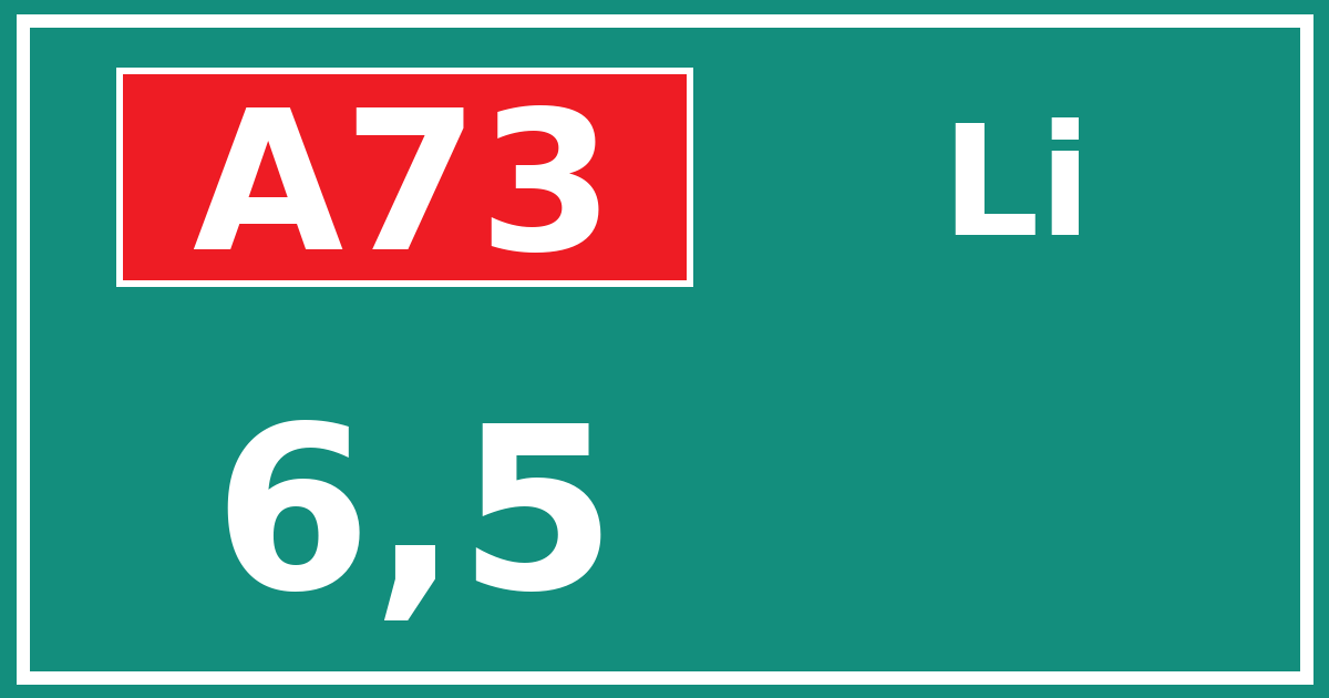 Hectometerbord A73 6,5 zijde Li
