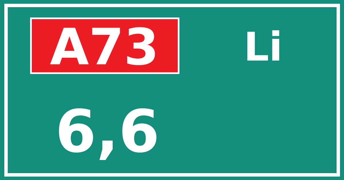 Hectometerbord A73 6,6 zijde Li