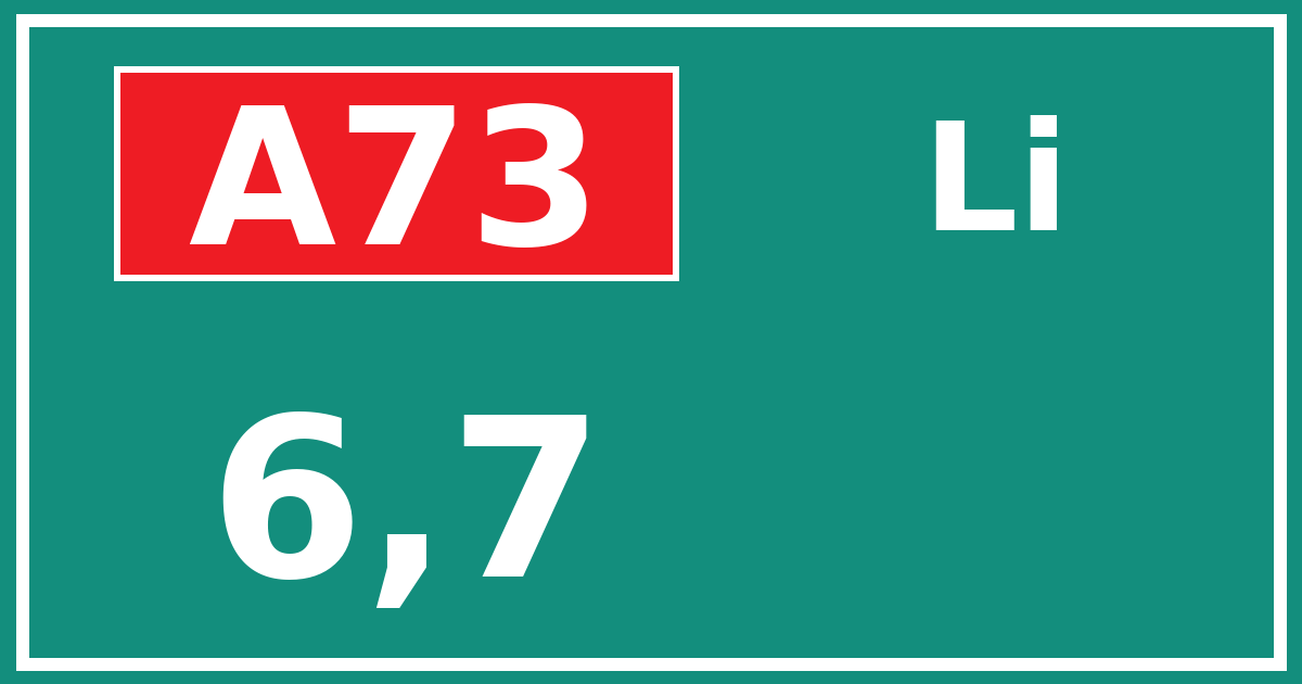 Hectometerbord A73 6,7 zijde Li
