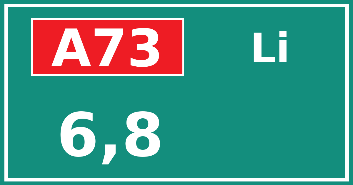 Hectometerbord A73 6,8 zijde Li