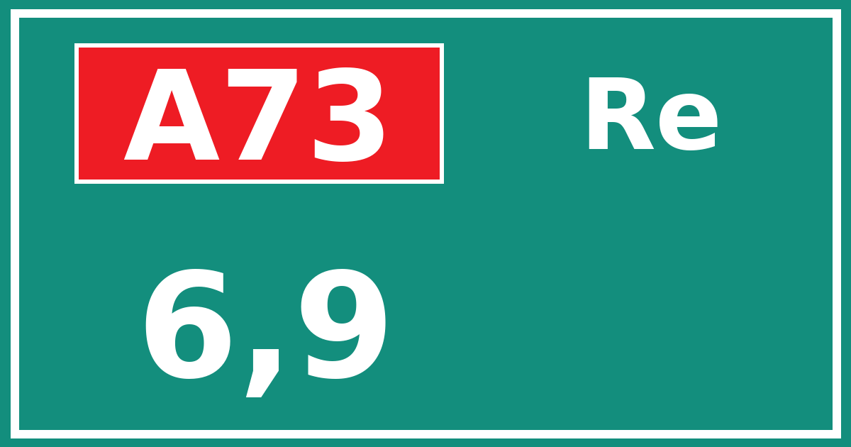Hectometerbord A73 6,9 zijde Re