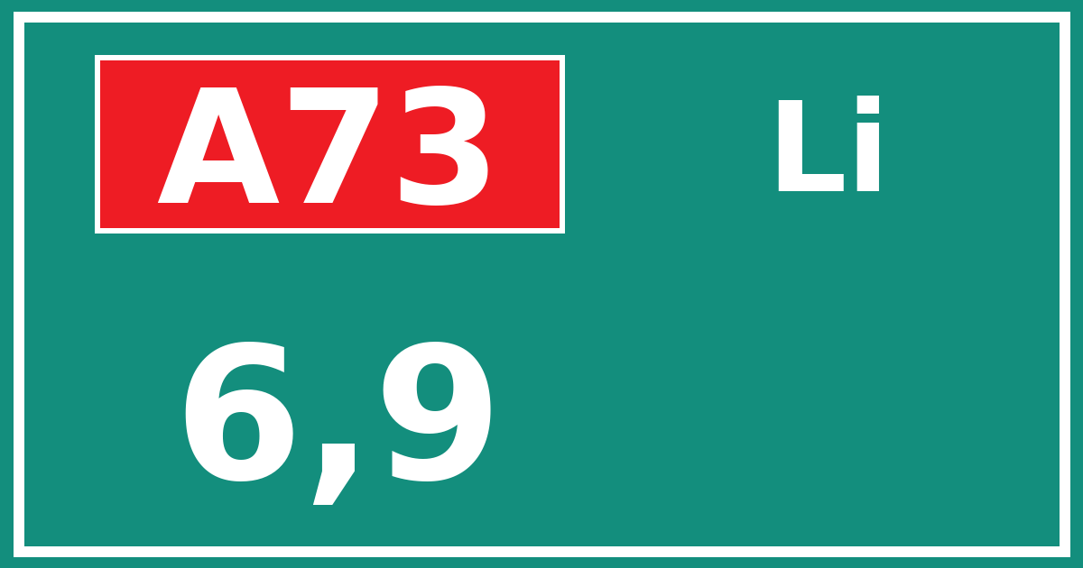 Hectometerbord A73 6,9 zijde Li