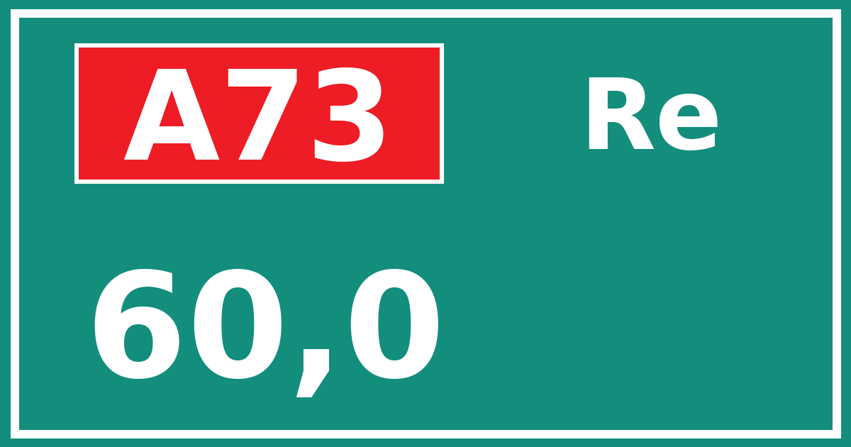 Hectometerbord A73 60,0 zijde Re