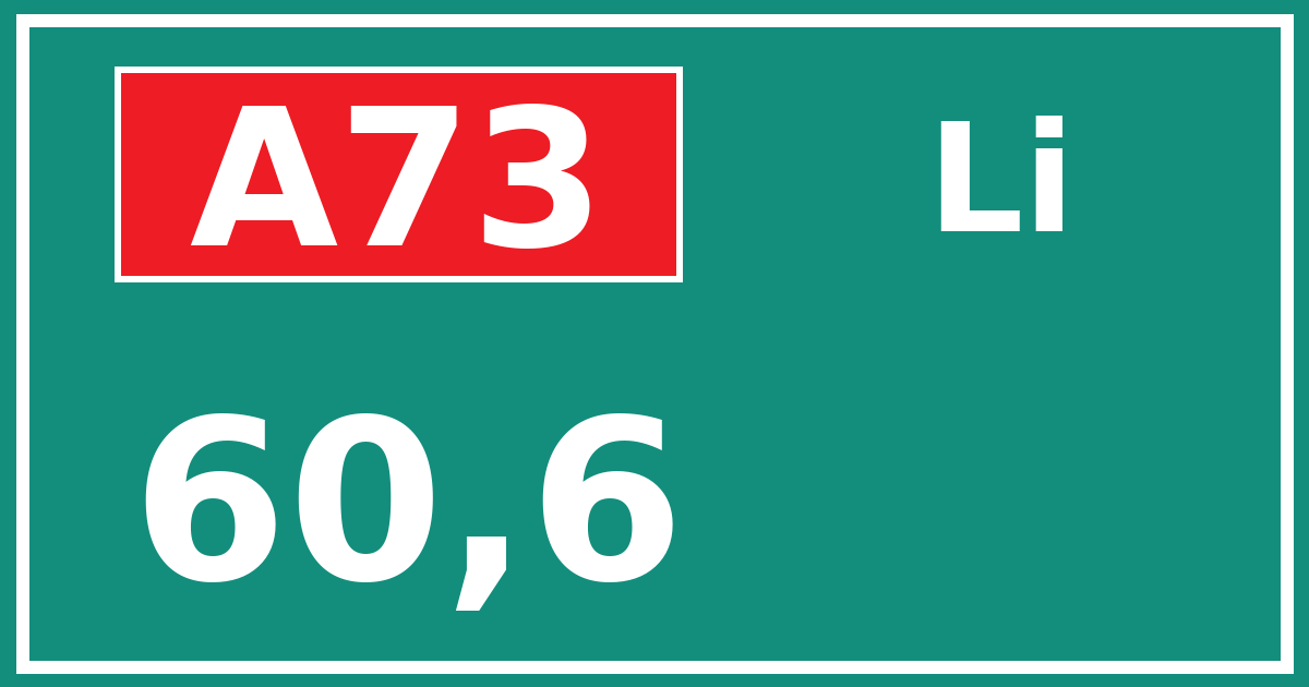 Hectometerbord A73 60,6 zijde Li