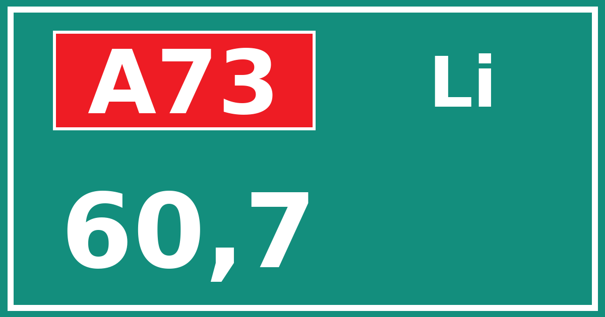 Hectometerbord A73 60,7 zijde Li