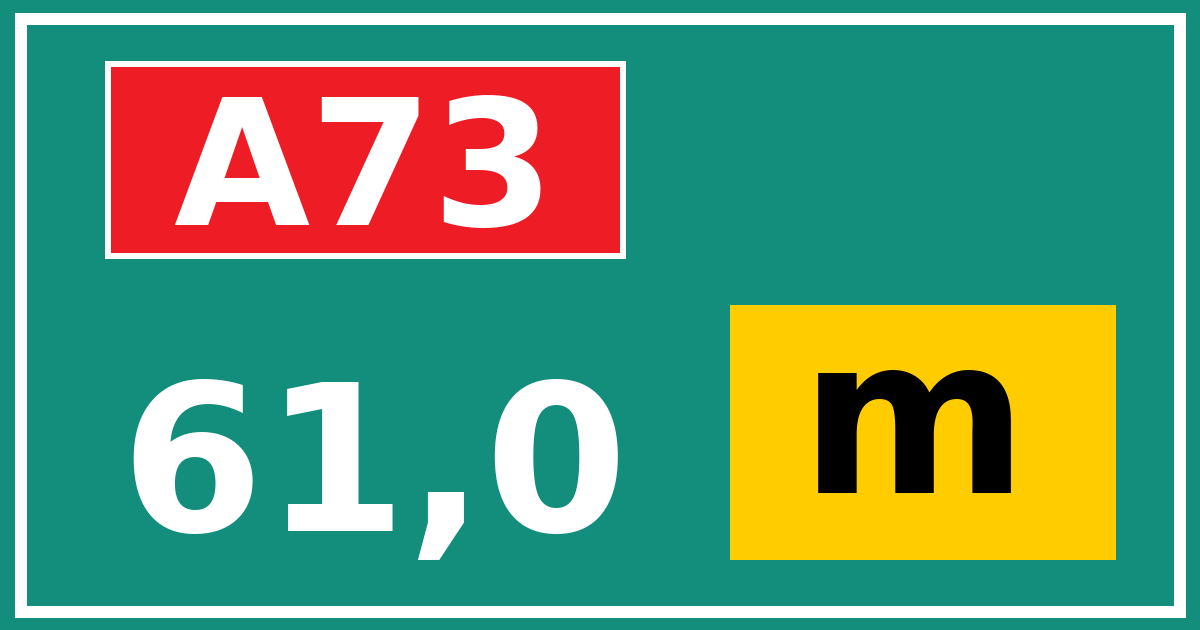 Hectometerbord A73 61,0 letter m