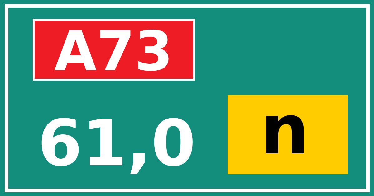 Hectometerbord A73 61,0 letter n
