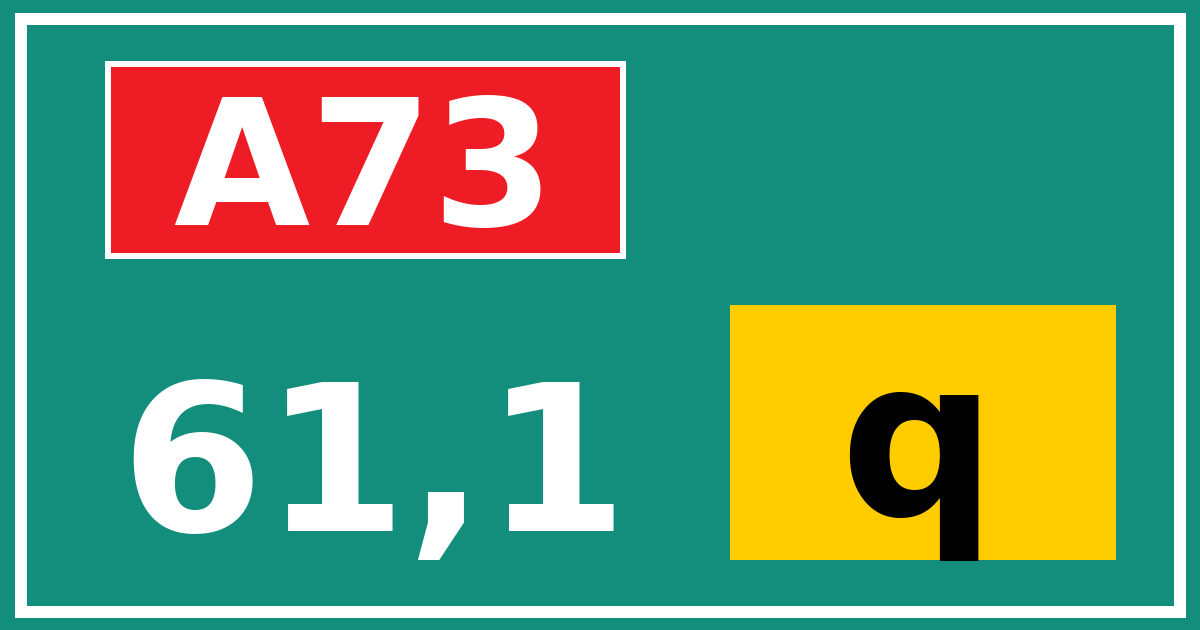Hectometerbord A73 61,1 letter q